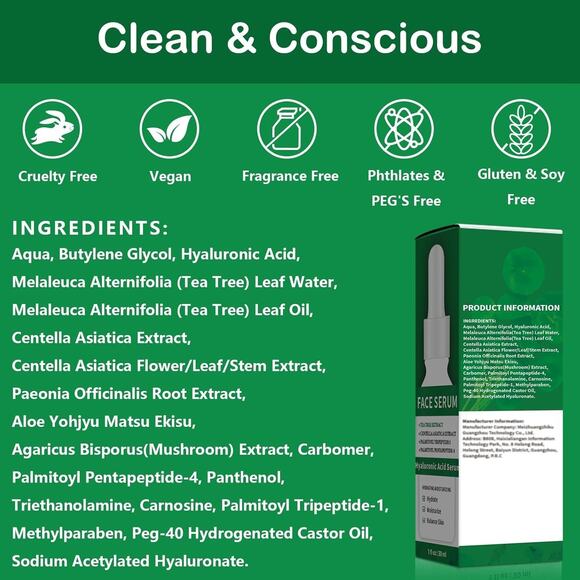 LAKIBOLE 3 Pack 2% Hyaluronic Acid Serum with 4% Tea Tree Extracts (2-Pack) - Picture 5 of 8